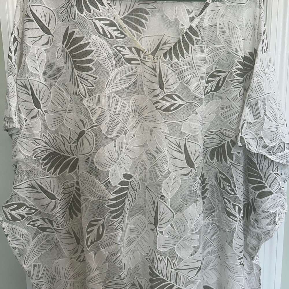 Chico's Sheer Top with Leaf Design
